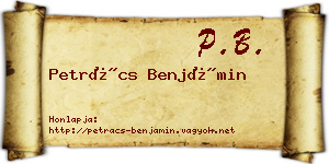 Petrács Benjámin névjegykártya